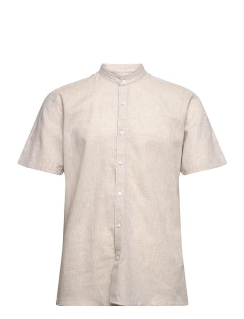 Lindbergh Mandarin Linen Blend Shirt S/S Lindbergh Cream