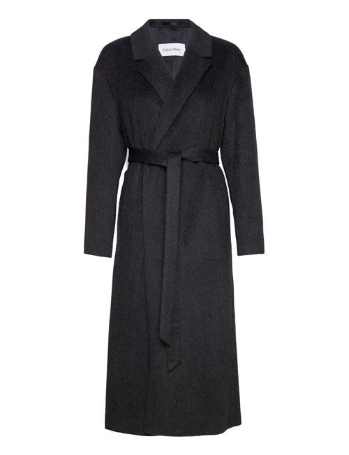 Calvin Klein Textured Wool Wrap Coat Calvin Klein Black