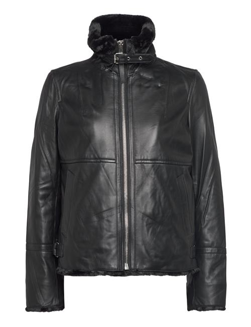 Alice Leather Bomber Jacket Jofama Black