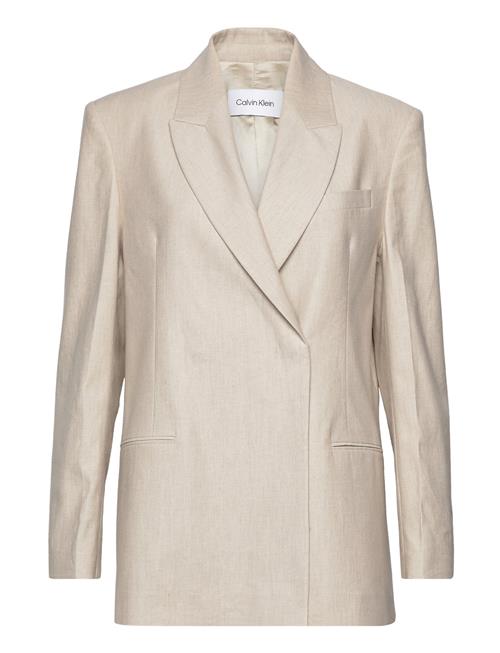 Calvin Klein Linen Tailored Blazer Calvin Klein Cream