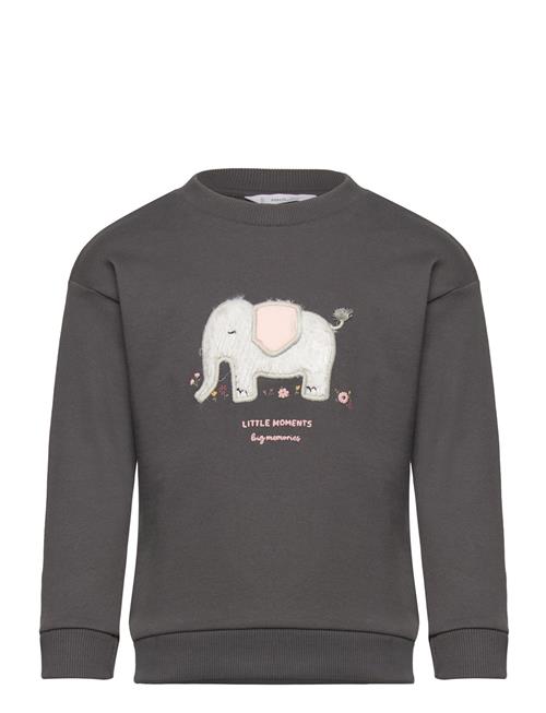 Printed Cotton Sweatshirt Mango Grey