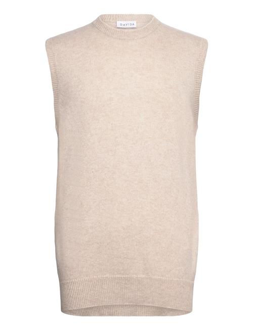 Davida Cashmere Man Classic O-Neck Vest Davida Cashmere Beige