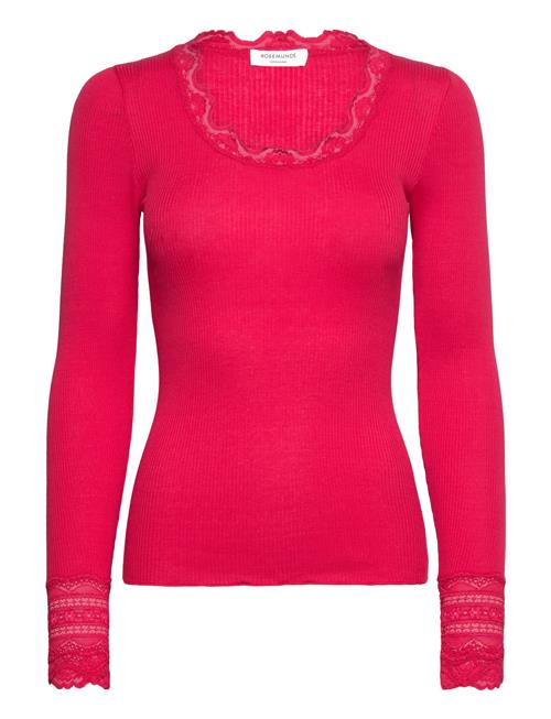 Rwbenita Silk Ls O-Neck Lace T-Shir Rosemunde Red