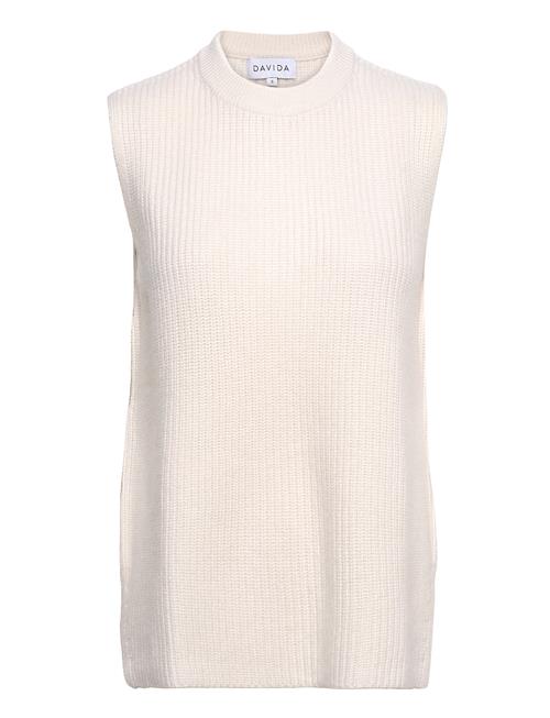 Davida Cashmere Rib O-Neck Long Vest Davida Cashmere White