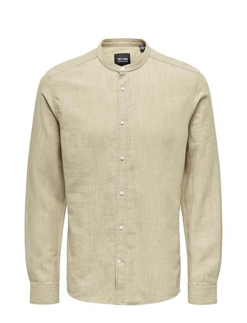 ONLY & SONS Onsarlo Slim Ls Mao Hrb Linen Shirt ONLY & SONS Green