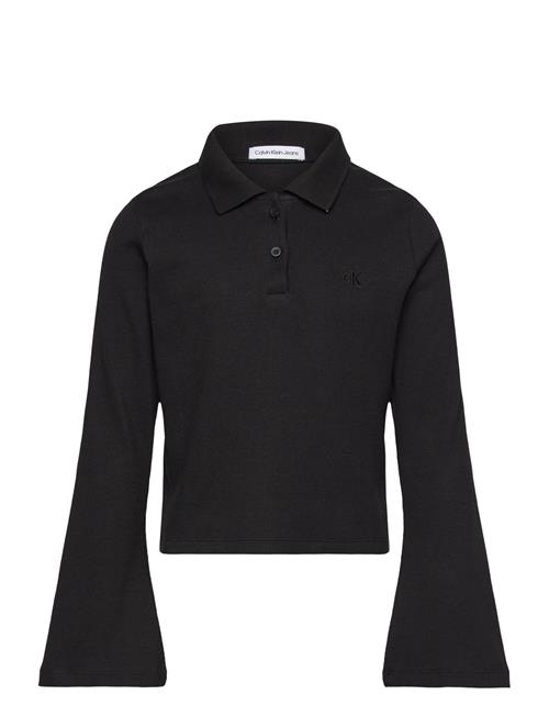 Calvin Klein Rib Slim Ls Polo Top Calvin Klein Black