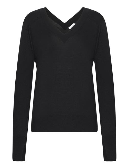 Merino Wool Double V-Nk Sweater Calvin Klein Black