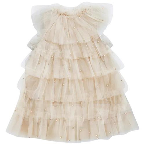 DOLLY by Le Petit Tom Pearl Tutully Tiered Tulle Tutu Dress Cream |  | 4-6 years