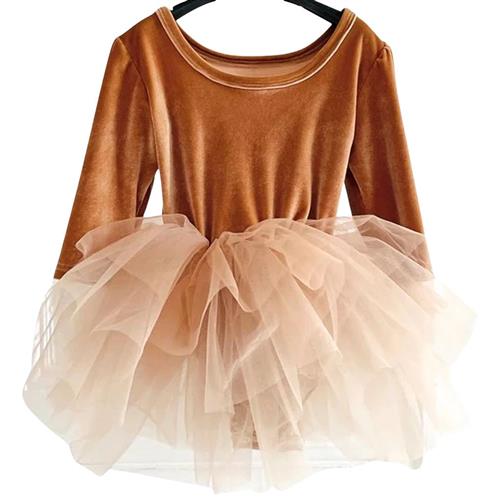 DOLLY by Le Petit Tom Dolly Universe Velvet Planet Tutu Dress Caramel | Brun | 1-3 years