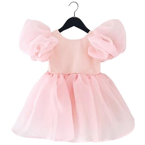 DOLLY by Le Petit Tom Dolly World V-Back Puff Sleeve Organza Tutu Dress Dollypink | Lyserød | 4-6 years