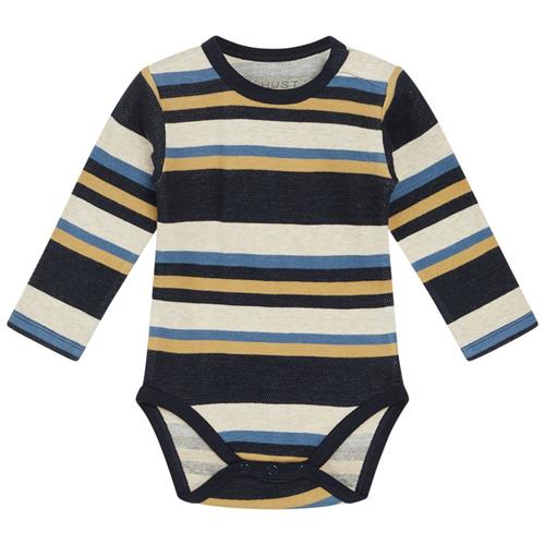 Hust&Claire GOTS Buster Babybody Beige Melange | Marine blå | 68 cm