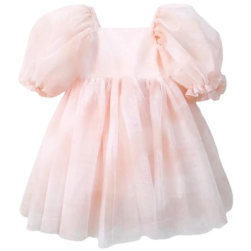 DOLLY by Le Petit Tom Dolly Dreamy Babydoll Puff Dress Pink Clouds | Lyserød | 6-8 years