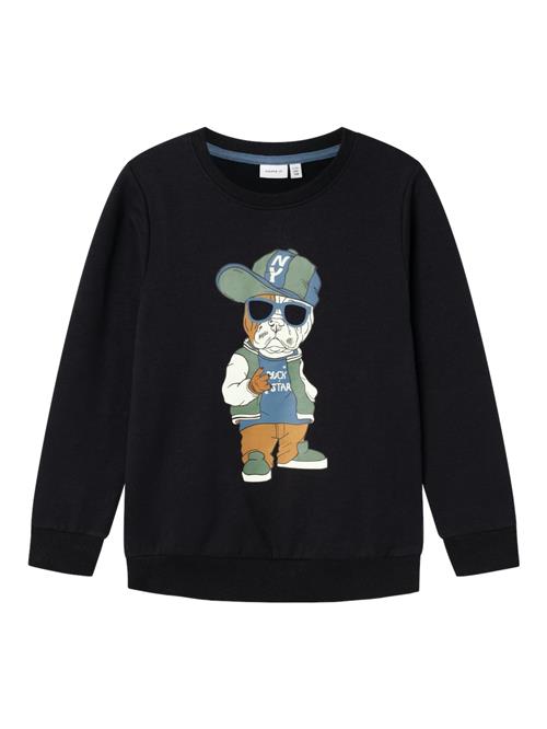 NAME IT Sweatshirt 'NKMOklokken'  safir / grøn / sort / hvid