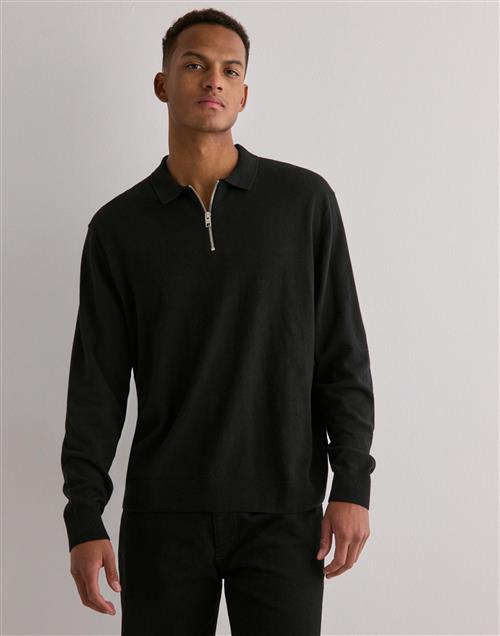 Se Jack & Jones Jjeemil Knit Polo Half Zip Ls Noos Half zip Sort ved NLY Man