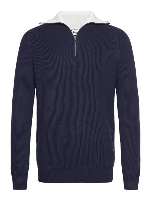 Knitted Zip Pullover Resteröds Navy