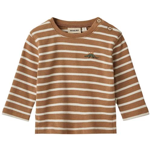 Wheat Stribet langærmet T-shirt 5078 Caramel Stripe | Brun | 86 cm