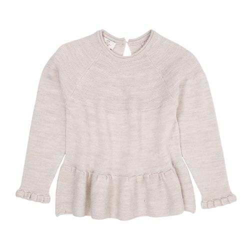 Copenhagen Colors Merino Knit Blouse with Frill  Pale Cream Melange |  | 80 cm