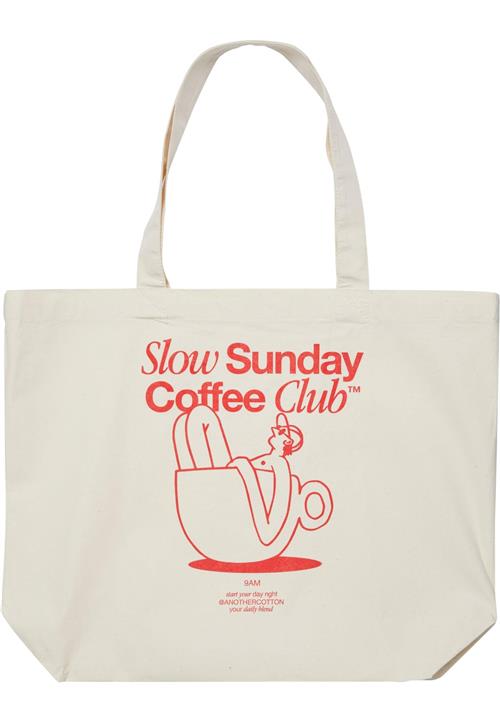 Another Cotton Lab Shopper 'Slow Sunday Coffe Club'  rød / uldhvid