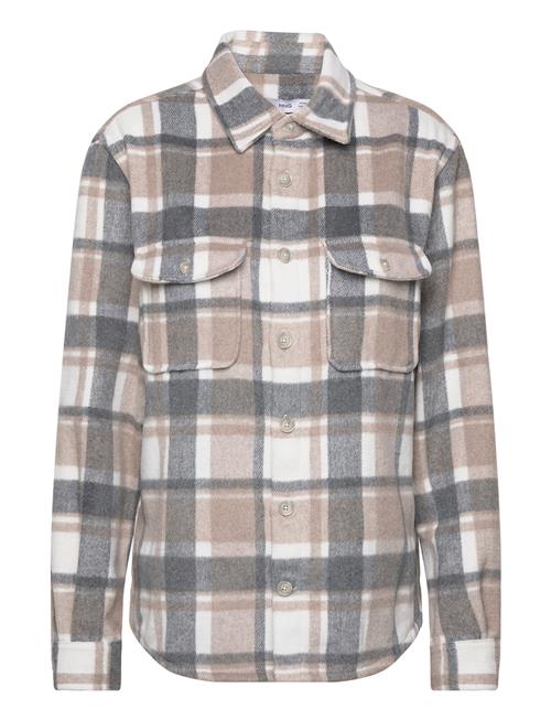 Mango Check Wool-Blend Overshirt Mango Beige