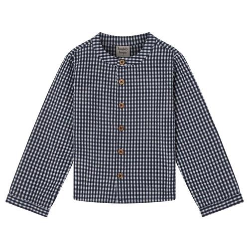 Buddy & Hope August LS Shirt Seersucker Navy Check | Marine blå | 98/104 cm