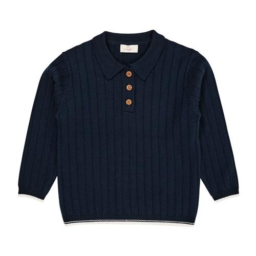 Copenhagen Colors Merino Wool Polos Navy/Cream Combi | Marine blå | 104 cm