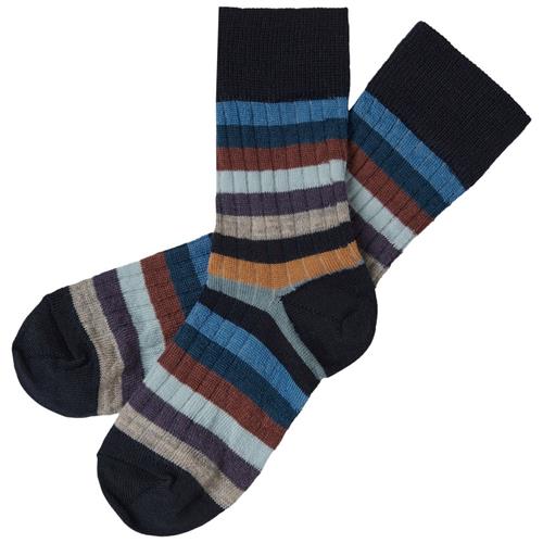 FUB 2-pak klassiske stribede sokker Dark Navy/Multi Stripe | Marine blå | 19-21 EU