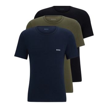 BOSS 3P Classic Crew Neck T-shirt Blå/Grøn bomuld Small Herre