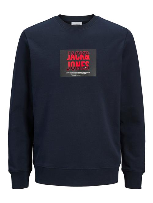 JACK & JONES Sweatshirt 'JJHUDSON'  natblå / brandrød / sort / hvid