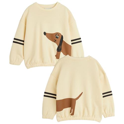 Mini Rodini Stribet sweatshirt med hundeprint i Beige | Beige | 80/86 cm