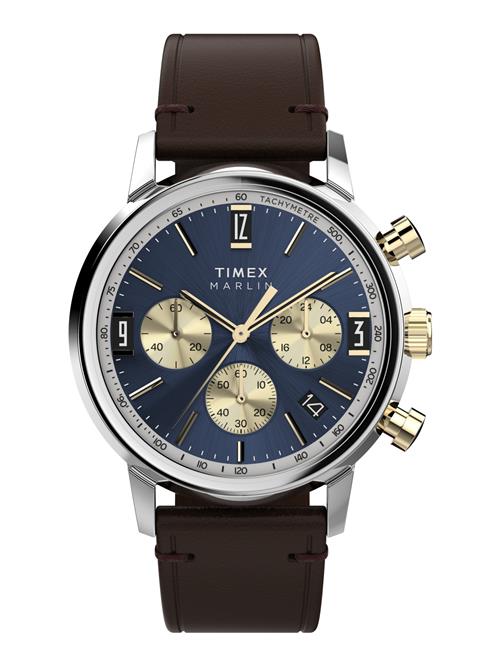 TIMEX Analogt ur  navy / brun / sølv