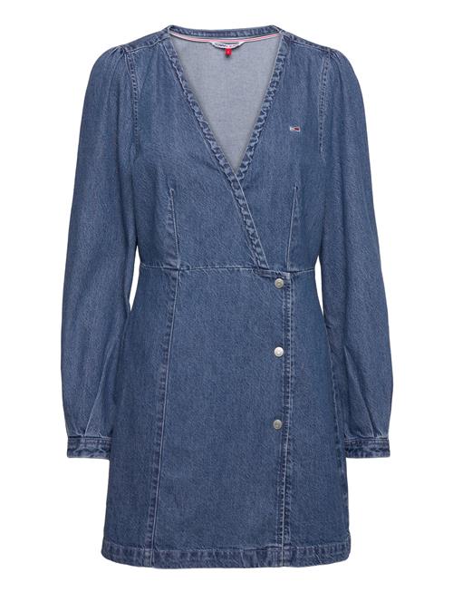 Se Tjw Chambray Wrap Dress Tommy Jeans Blue ved Booztlet