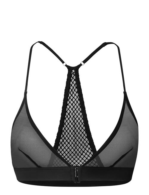 Understatement Underwear Mesh Back Satin Triangle Bralette Understatement Underwear Black