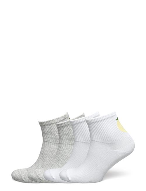 Lindex Sock High Ankle 4P Placed Citr Lindex White