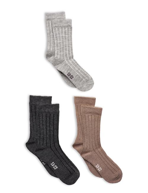 Minymo Wool Socks - Rib 3-Pack Minymo Grey