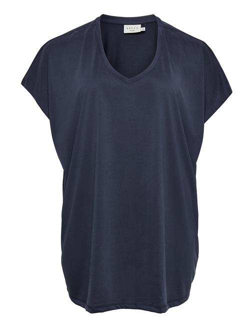 Se Kaffe Curve Kclina V-Neck Tshirt Kaffe Curve Navy ved Booztlet