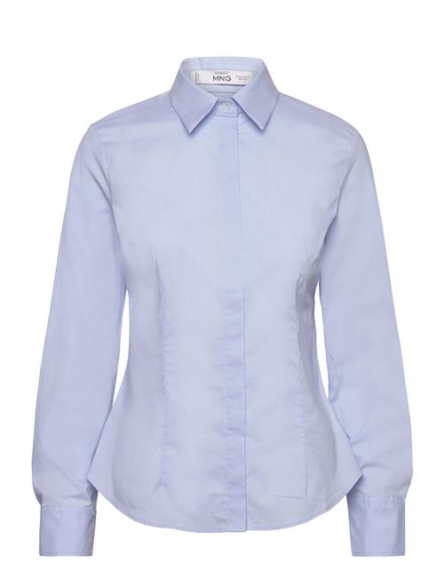 Mango Fitted Cotton Shirt Mango Blue