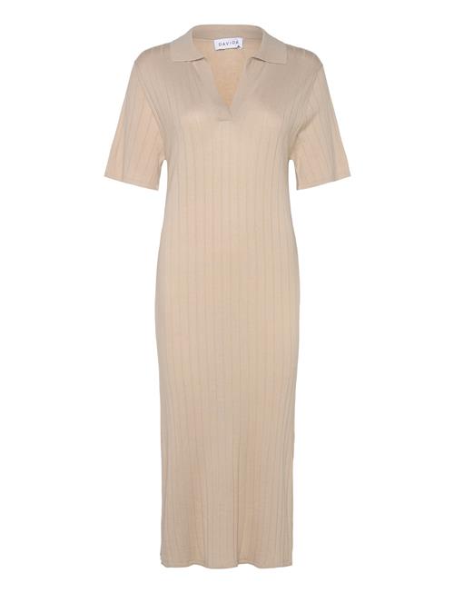 Davida Cashmere Fine Knit Rib Collar Dress Davida Cashmere Cream