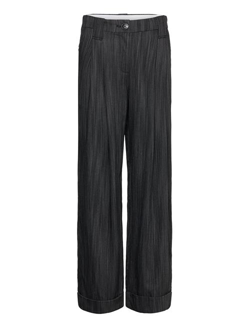 Se Ganni Drapey Stripe Suiting Mid Waist Pleat Pants Ganni Grey ved Booztlet