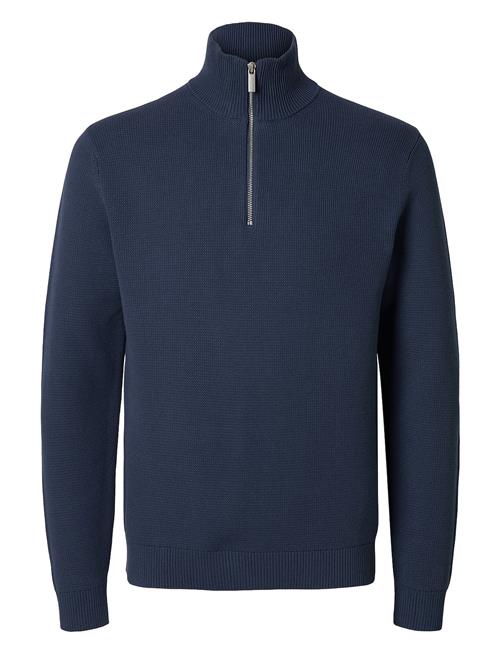 Selected Homme Slhdane Ls Knit Structure Half Zip Noos Selected Homme Blue