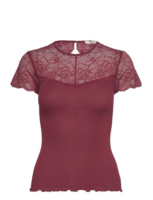 Rmwbea Lace Heartshape Ss Top RM By Rosemunde Burgundy