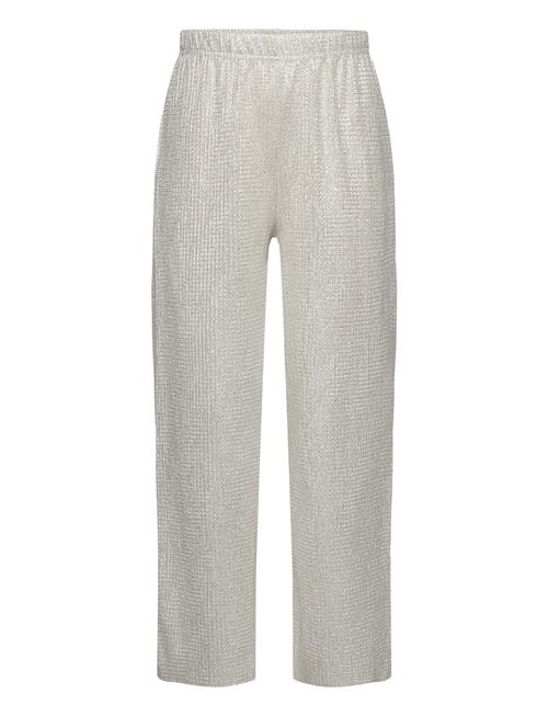 Metallic Straight-Fit Trousers Mango Silver