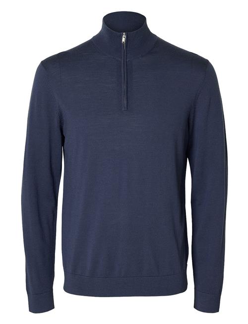 Selected Homme Slhtray Ls Knit Merino Half Zip Noos Selected Homme Navy