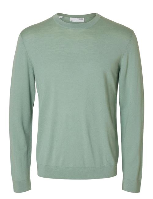 Slhtray Ls Knit Merino Crew Neck Noos Selected Green