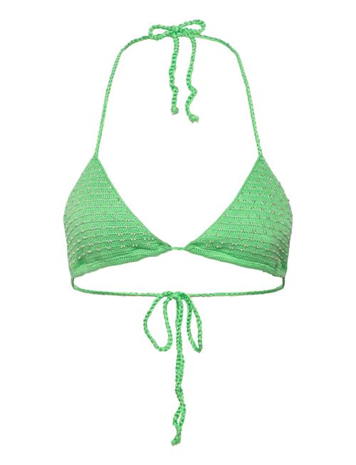 Beaded Crochet Bikini Top Mango Green