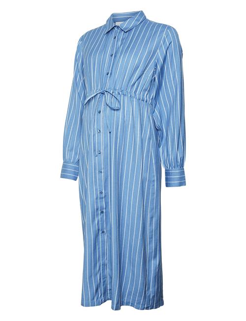 Mamalicious Mliman Lia Stripe L/S Wo Midi Dress 2F Mamalicious Blue