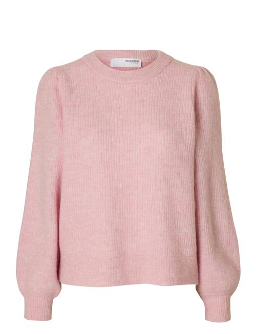 Slflulu Ls Knit Rib O-Neck Noos Selected Pink