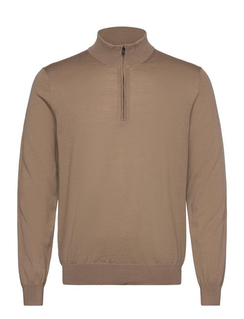 100 Merino Wool Sweater With Zip-Neck Mango Brown