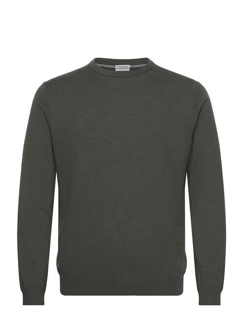 100  Merino Crew Neck Knit Lindbergh Black Khaki