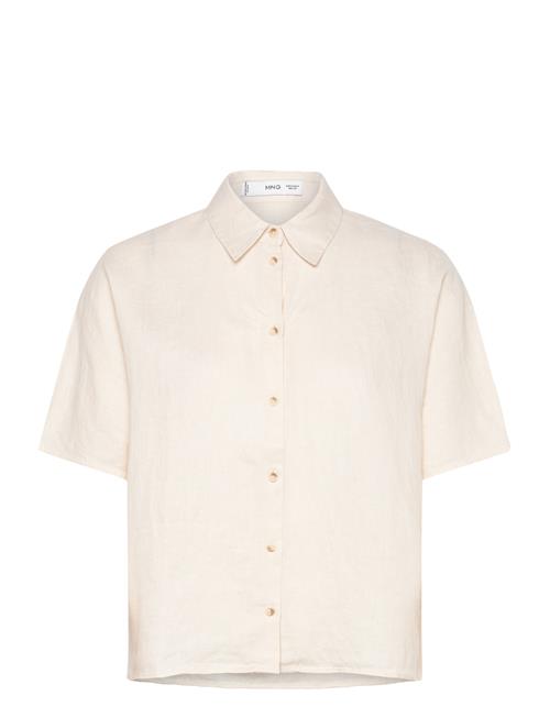 Mango Short Sleeve Linen-Blend Shirt Mango Cream