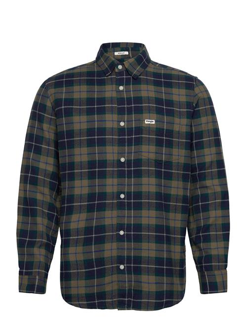 Wrangler 1 Pkt Flannel Shirt Wrangler Green